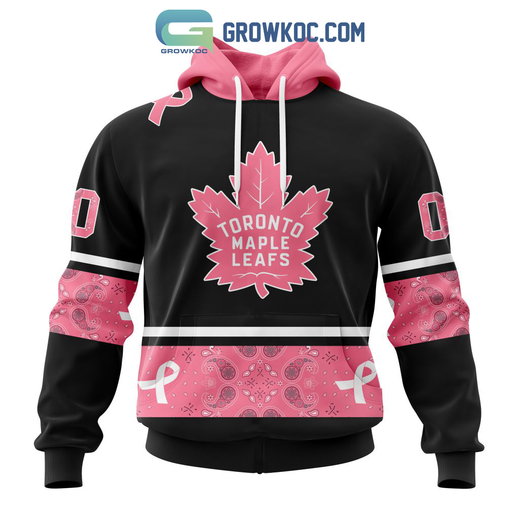 NHL Toronto Maple Leafs Personalized Design Paisley We Wear Pink Breast Cancer Hoodie T-Shirt