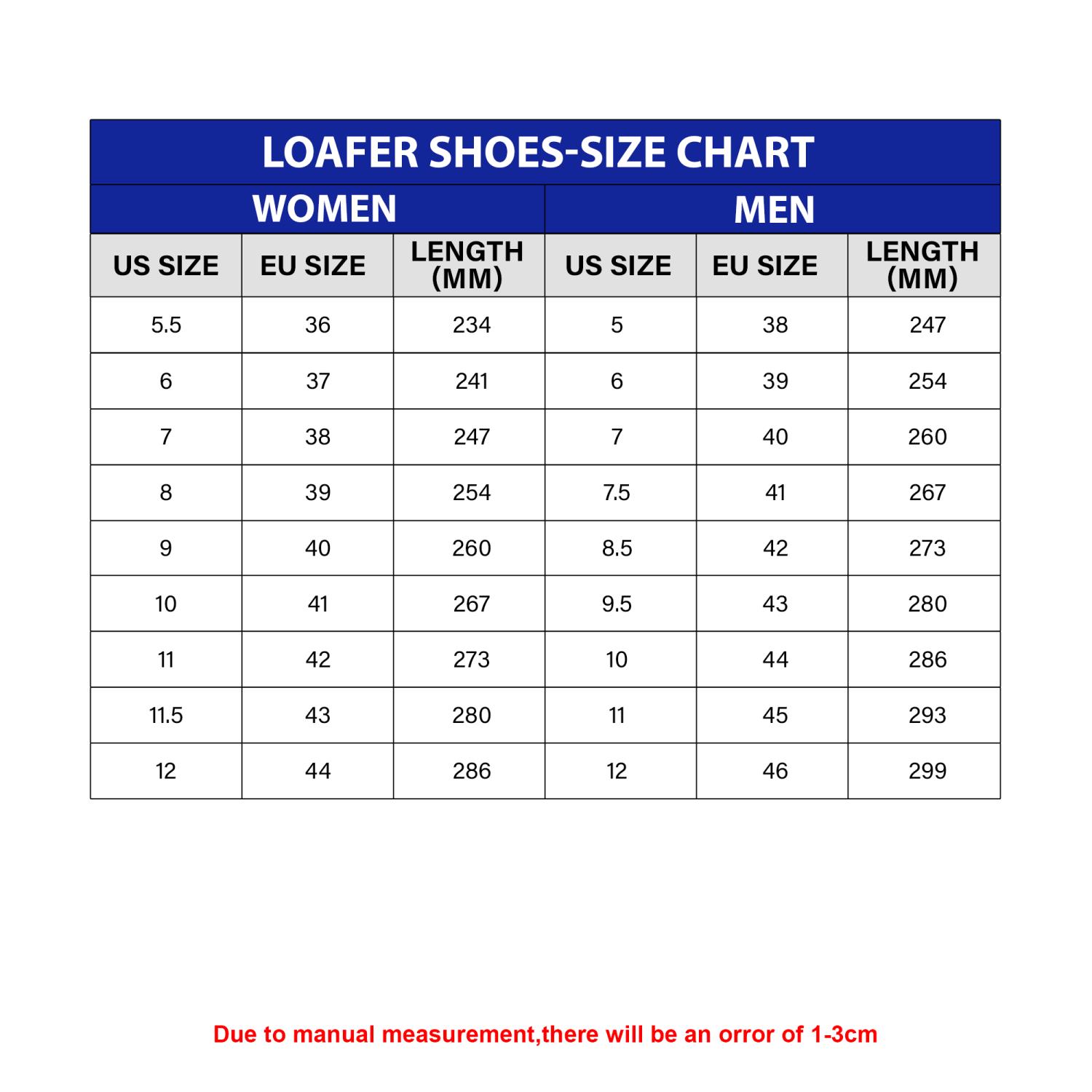 Size Chart - Groovy Fox Shoes