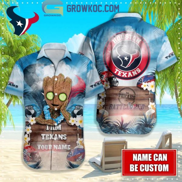 Houston Texans NFL Hawaiian Groot Design Button Shirt