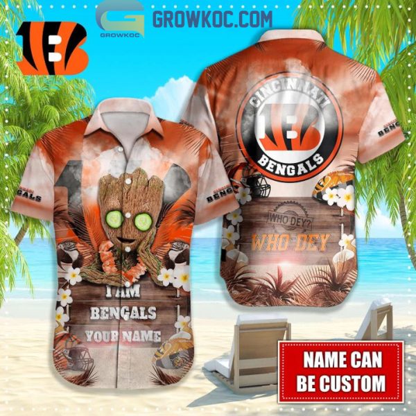 Cincinnati Bengals NFL Hawaiian Groot Design Button Shir