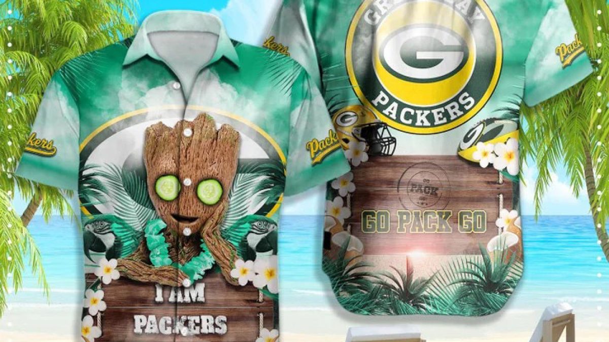 Green Bay Packers NFL Hawaiian Groot Design Button Shirt - Growkoc