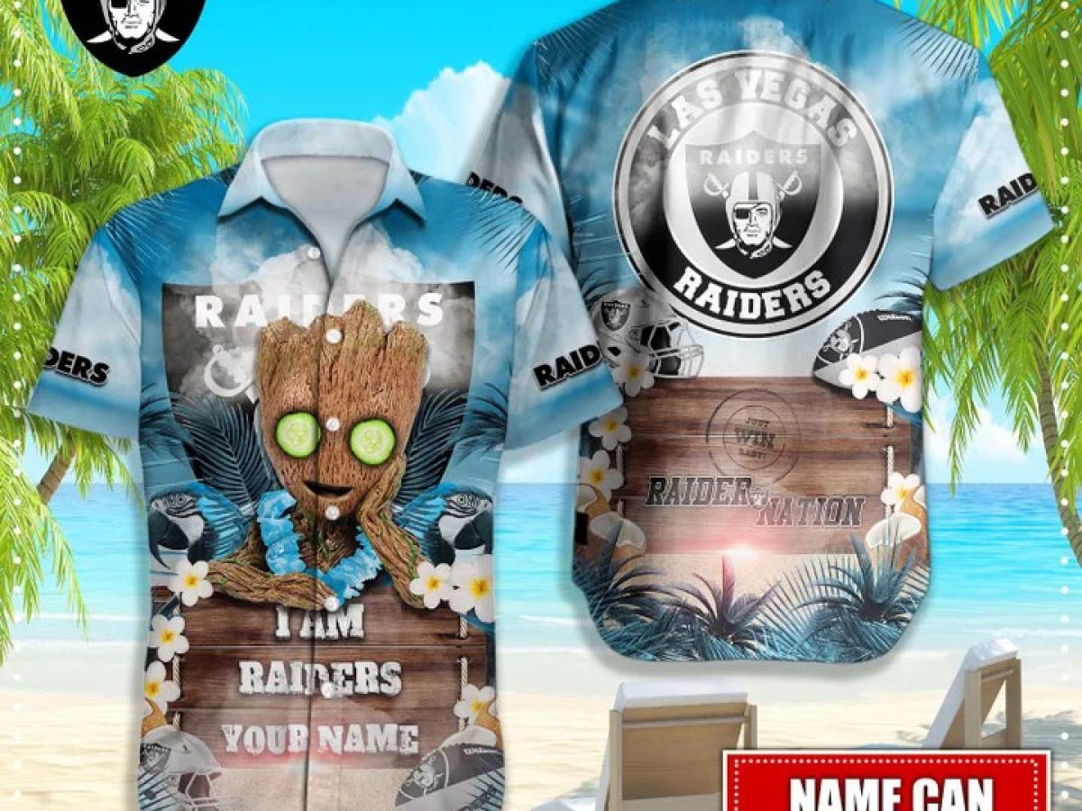 Las Vegas Raiders NFL Hawaiian Groot Design Button Shirt - Growkoc