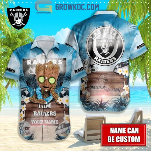 Las Vegas Raiders NFL Hawaiian Groot Design Button Shirt