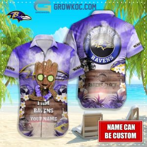 Baltimore Ravens NFL Hawaiian Groot Design Button Shirt