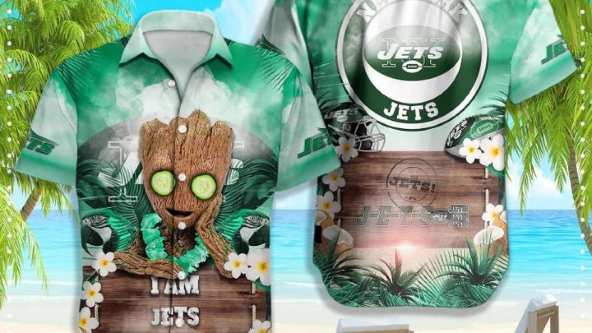 Nfl Hawaiian Shirt New York Jets Shorts Star Custom Name Number-1