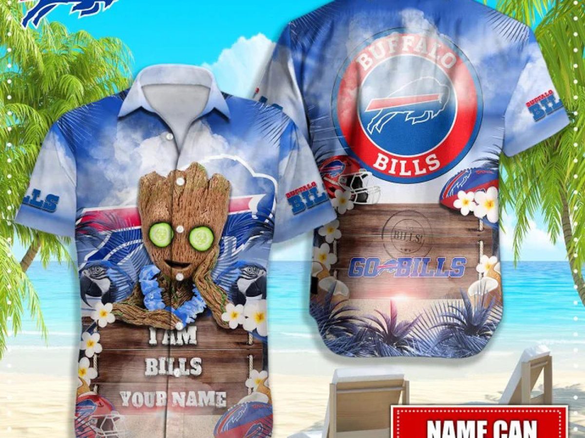 Buffalo Bills NFL Hawaiian Groot Design Button Shirt - Growkoc