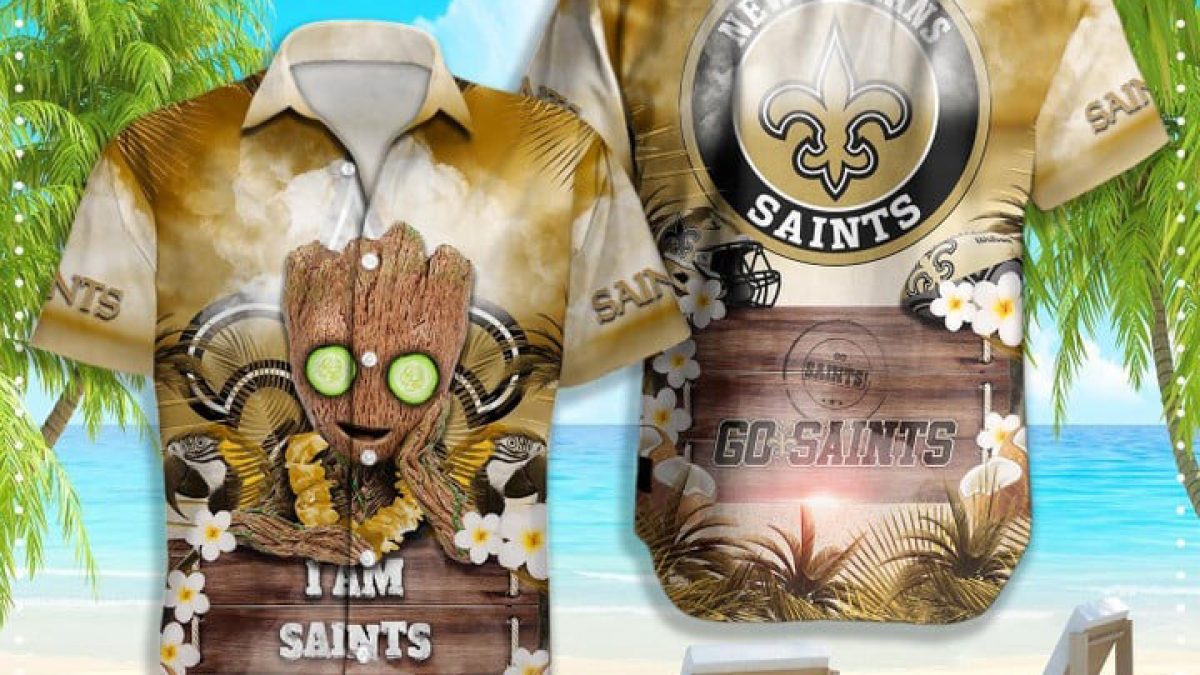 New Orleans Saints NFL Hawaiian Groot Design Button Shirt - Growkoc