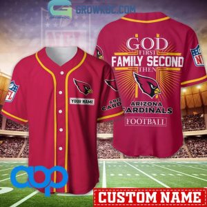 Arizona Cardinals NFL Personalized God First Family Second Baseball Jersey