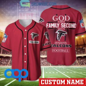 Atlanta Falcons NFL Personalized God First Family Second Baseball Jersey