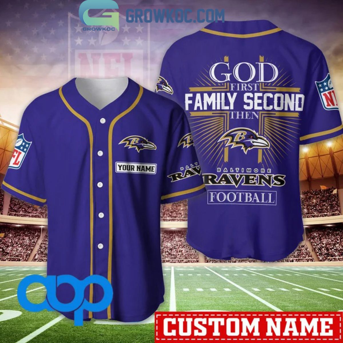 20% OFF Baltimore Ravens Baseball Jersey Mascot Logo Custom Name