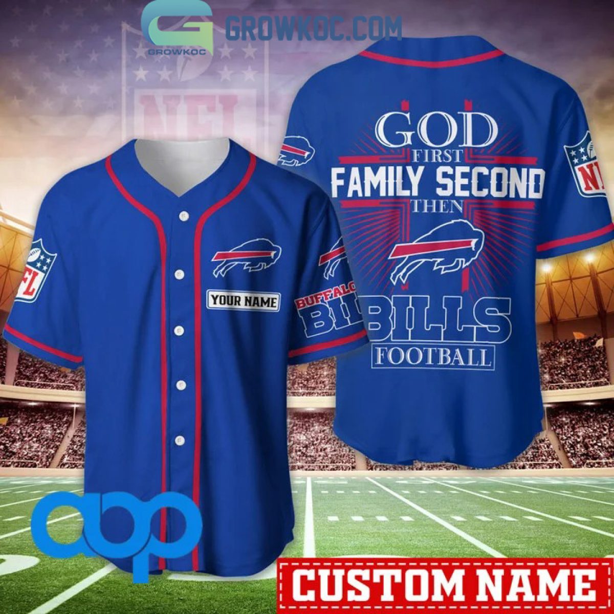 Buffalo Bills NFL Personalized God First Family Second Baseball Jersey -  Growkoc