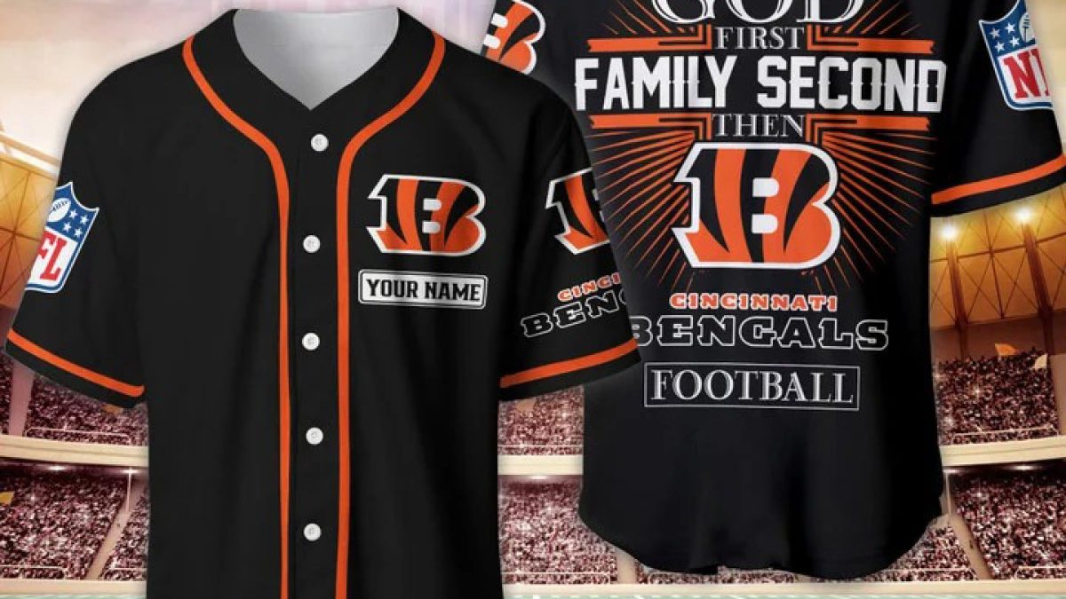 Cincinnati Bengals NFL Personalized God First Family Second Baseball Jersey  - Growkoc