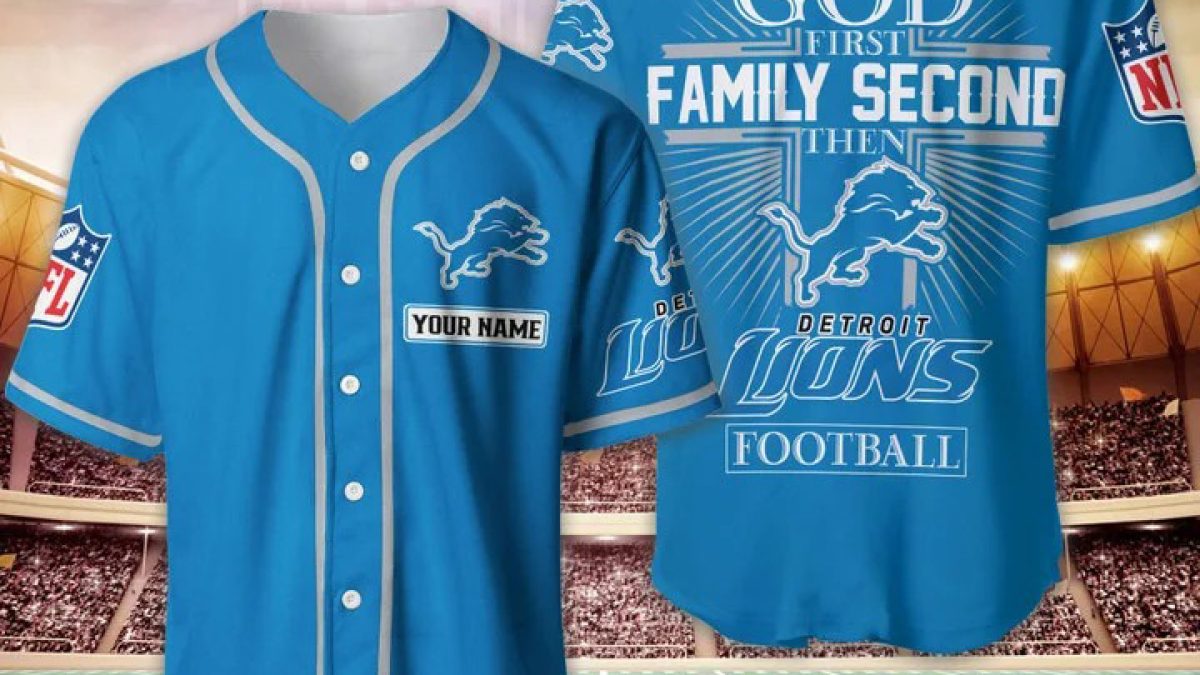 Detroit Lions NFL Personalized God First Family Second Baseball Jersey -  Growkoc