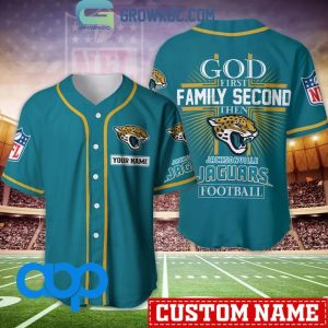 Jacksonville Jaguars NFL Personalized God First Family Second Baseball Jersey