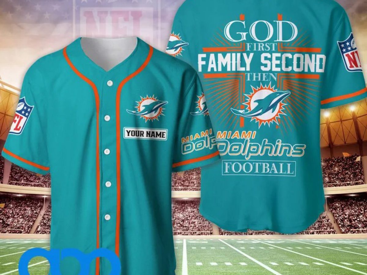 Miami Dolphins Custom Name And Number Baseball Jersey NFL Shirt