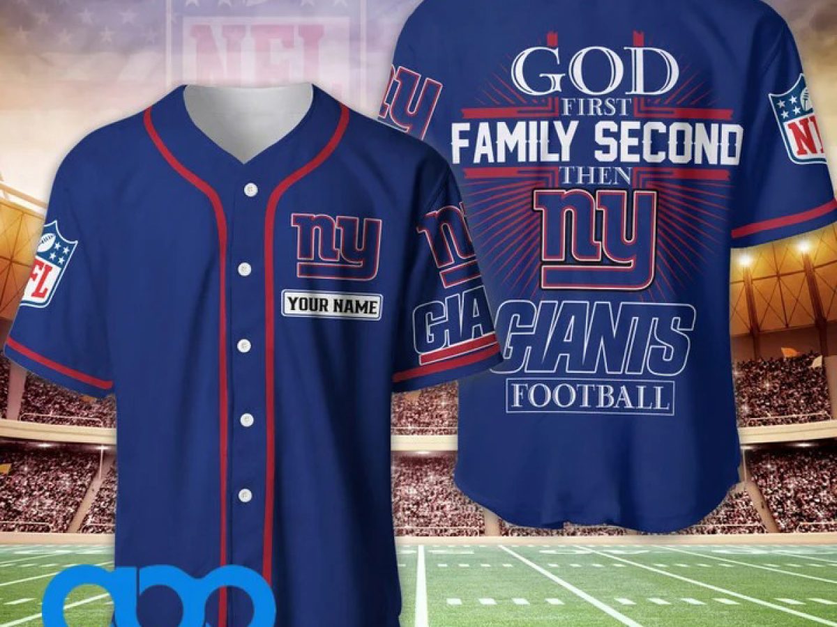 Personalized Nfl New York Giants Logo 3d Baseball Jersey - Teeruto