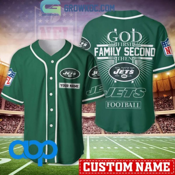 New York Jets NFL Personalized God First Family Second Baseball Jersey