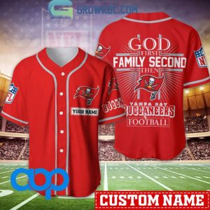 Tampa Bay Buccaneers NFL Personalized God First Family Second Baseball Jersey
