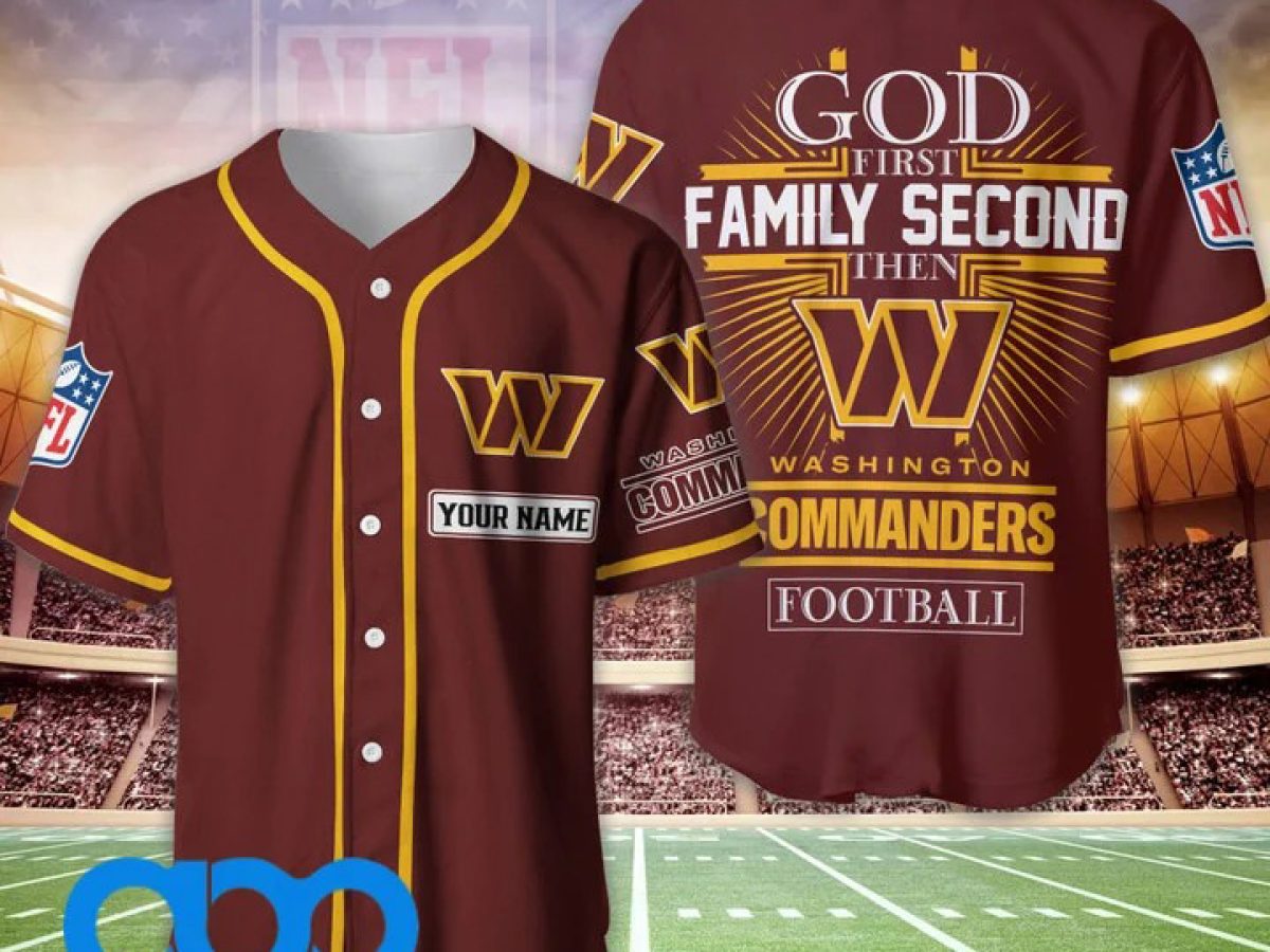 Washington Commanders NFL Personalized God First Family Second Baseball  Jersey - Growkoc