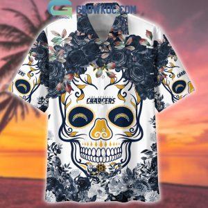 Los Angeles Chargers Skull Flower Hawaiian Shirt