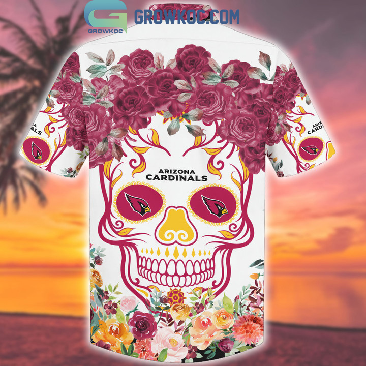 Arizona Cardinals Skull Flower Hawaiian Shirt - Growkoc