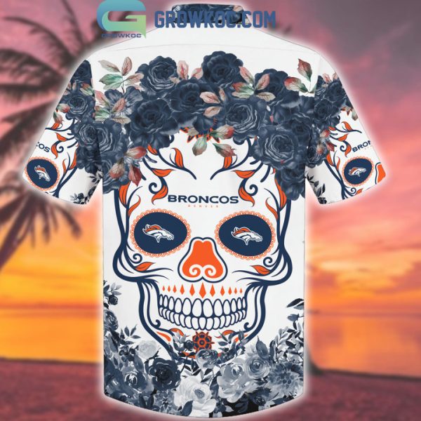 Denver Broncos Skull Flower Hawaiian Shirt