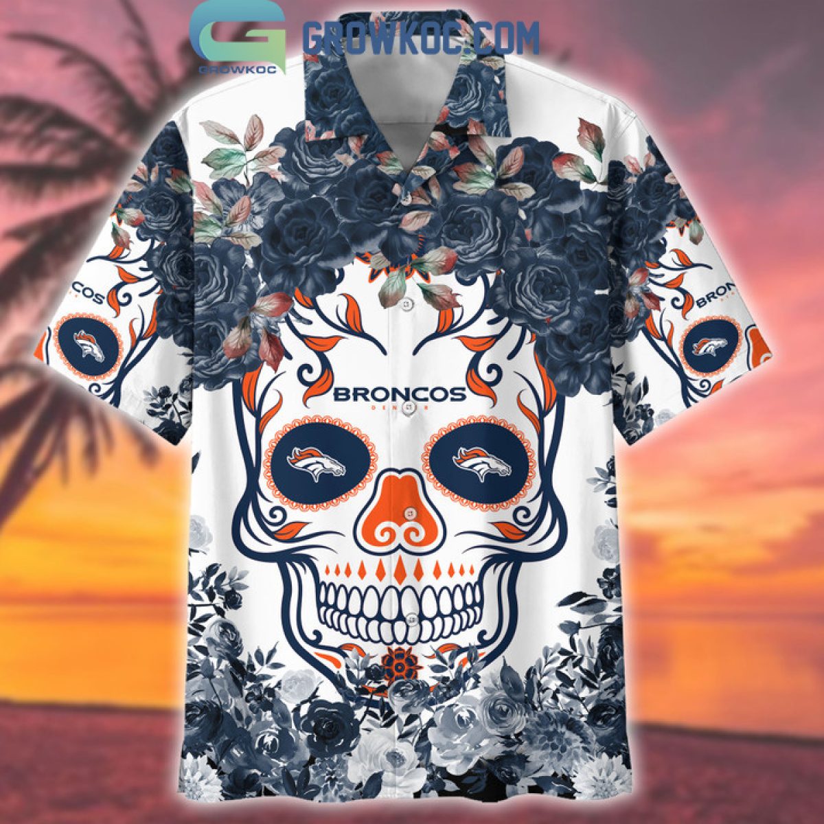 Denver Broncos NFL Coconut Flower Pattern Custom Name Hawaiian Shirt -  Banantees