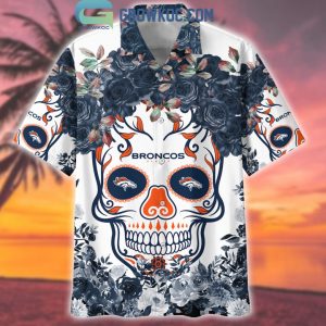 Denver Broncos Skull Flower Hawaiian Shirt