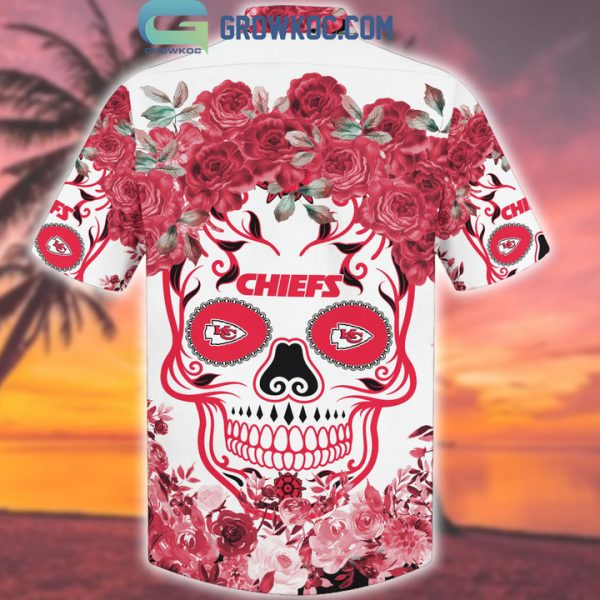 Kansas City Chiefs Skull Flower Hawaiian Shirt