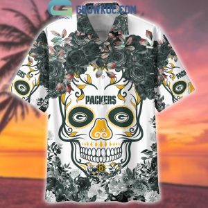 Green Bay Packers Skull Flower Hawaiian Shirt