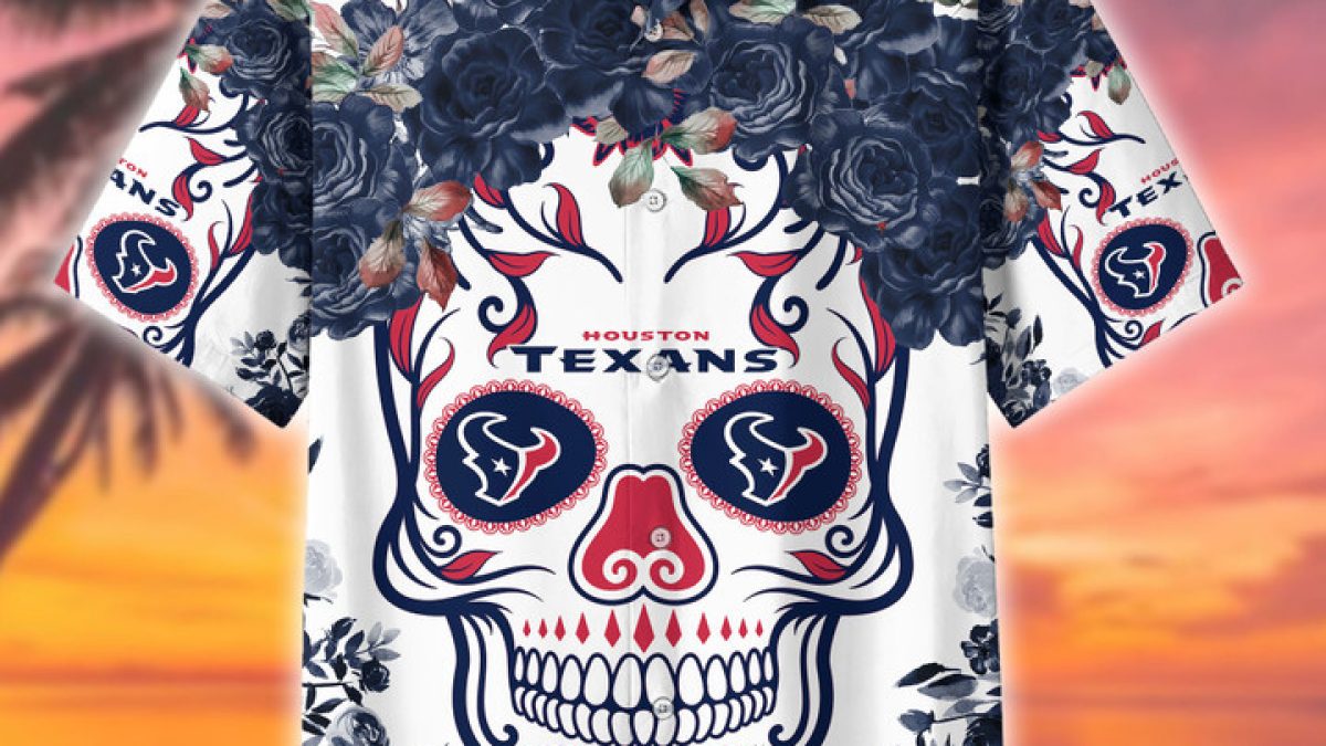 Houston Texans Skull Flower Hawaiian Shirt - Growkoc