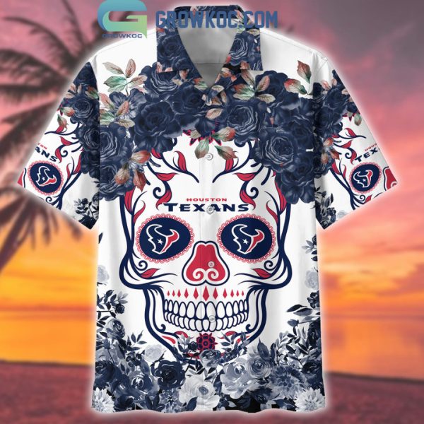 Houston Texans Skull Flower Hawaiian Shirt