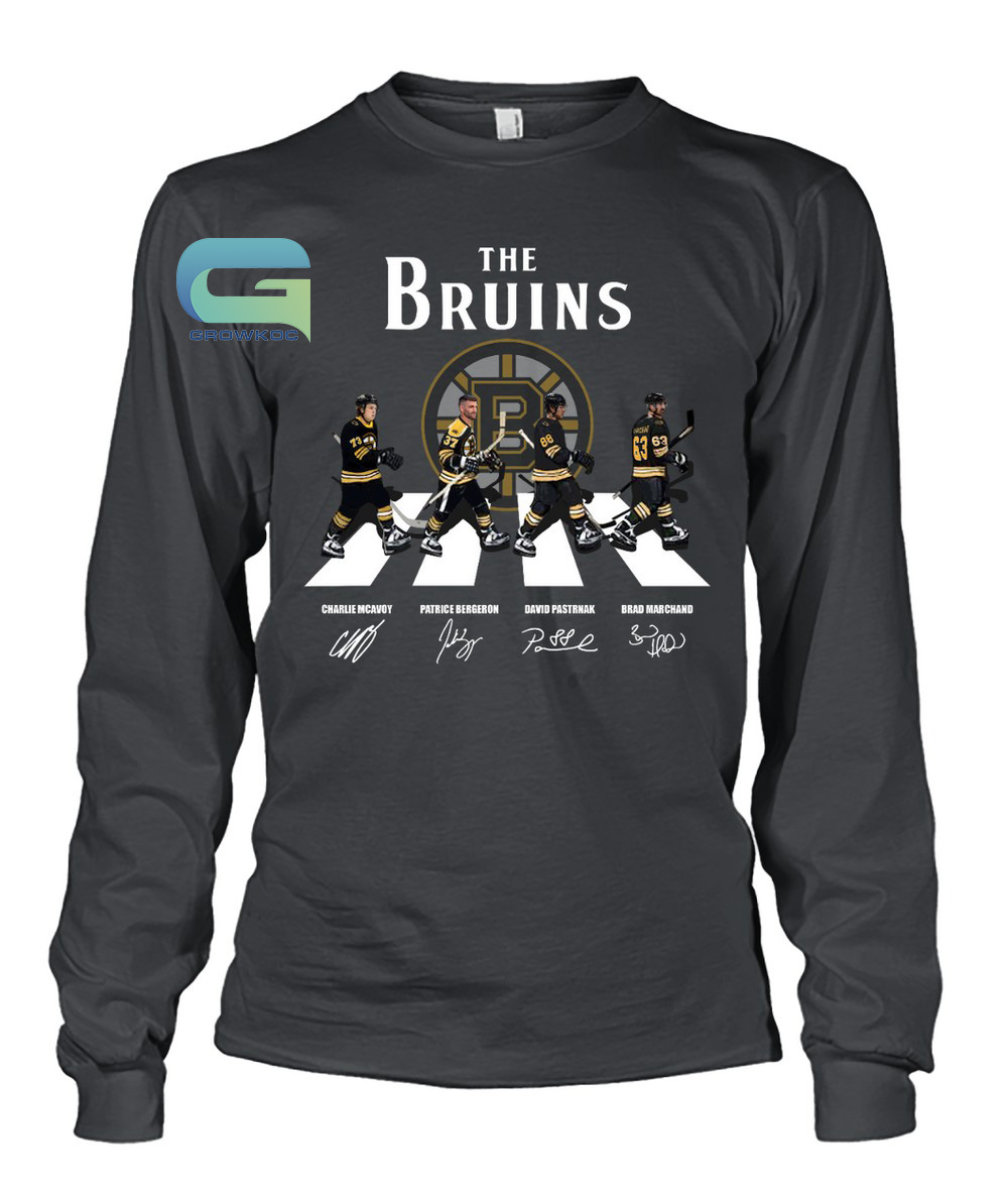 Boston Bruins football team player Abbey road signatures shirt