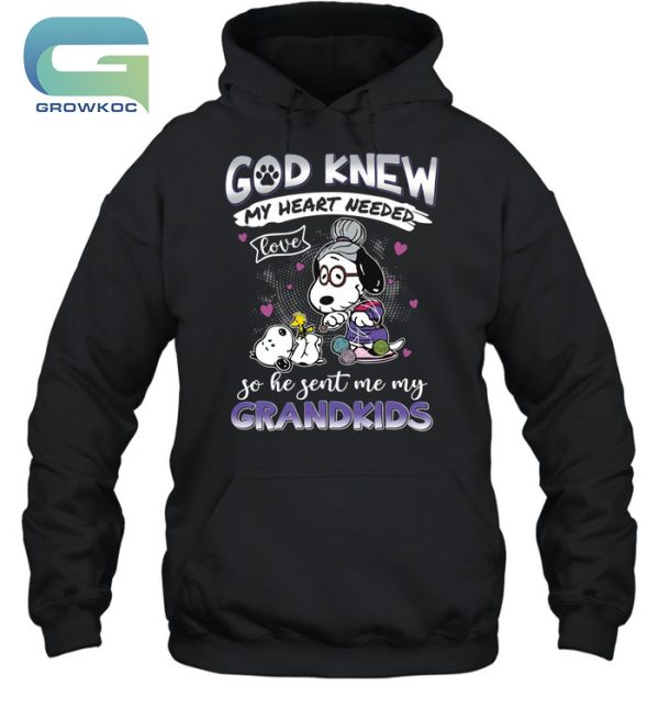 Snoopy Peanuts God Knew My Heart Needed So He Sent Me My Grandkids T-Shirt