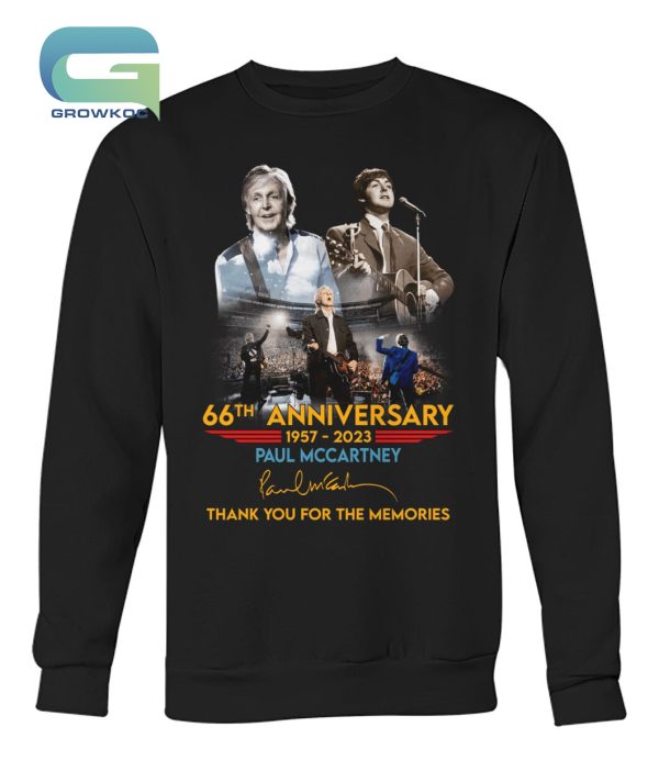 Paul Mccartney 66th Anniversary 1957-2023 Thank You For The Memories T-Shirt
