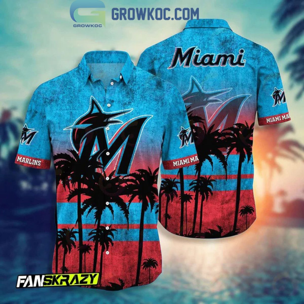 MLB Miami Marlins Logo Hawaii Baseball Jersey Shirt For Fans