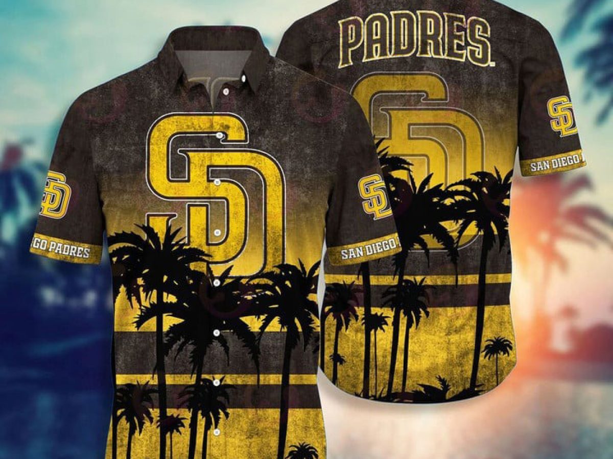 San Diego Padres Short Sleeve Button Up Tropical Hawaiian Shirt VER08 -  Trendy Aloha