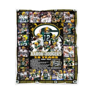 Aaron Rodgers Green Pay Packers 18 Years 2005-2023 Fleece Blanket, Quilt