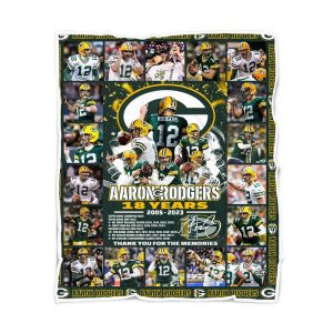 Aaron Rodgers 18 Years Green Bay Packers Thank You For The Memories Fleece Blanket, Quilt