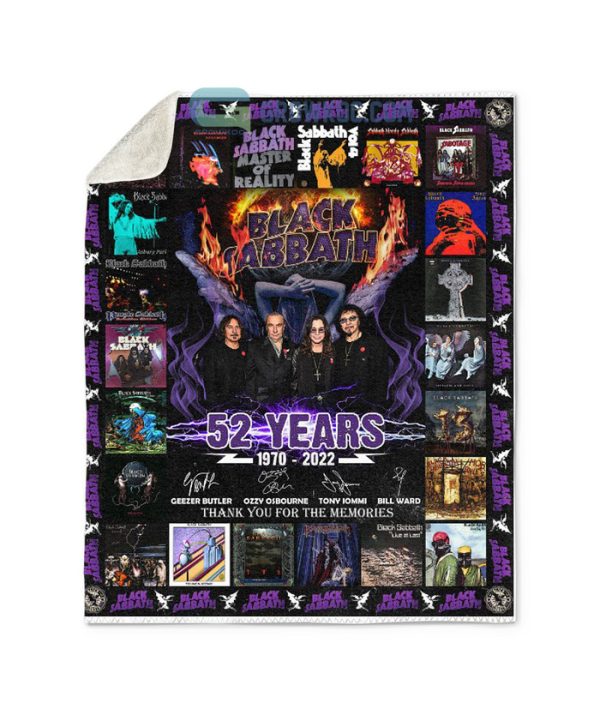 Black Sabbath 52 Years 1970-2022 Thank You For The Memories Fleece Blanket, Quilt