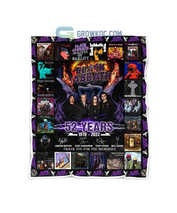 Black Sabbath 52 Years 1970-2022 Thank You For The Memories Fleece Blanket, Quilt