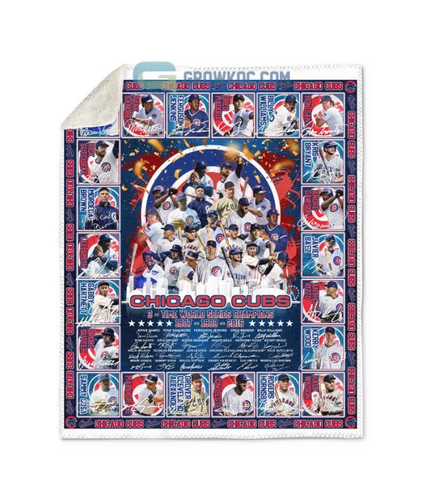 Chicago Cubs 3 – Time World Series Champions Legends Fleece Blanket, Quilt