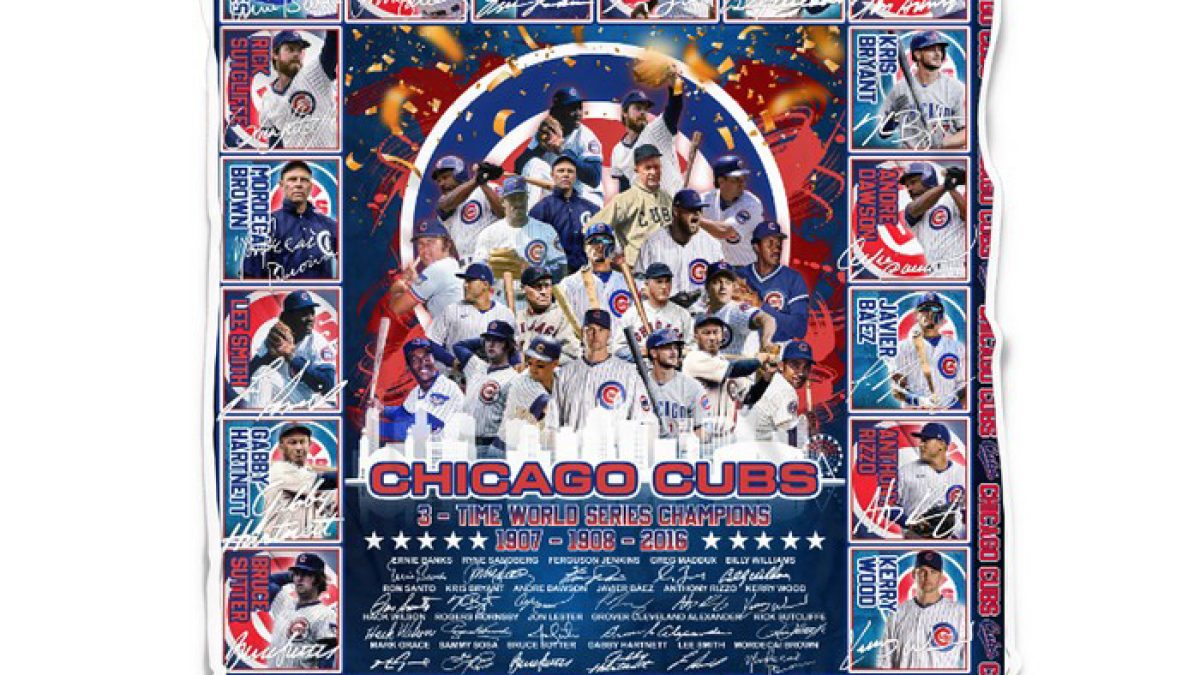 Chicago Cubs 3 - Time World Series Champions Legends Fleece Blanket, Quilt  - Growkoc