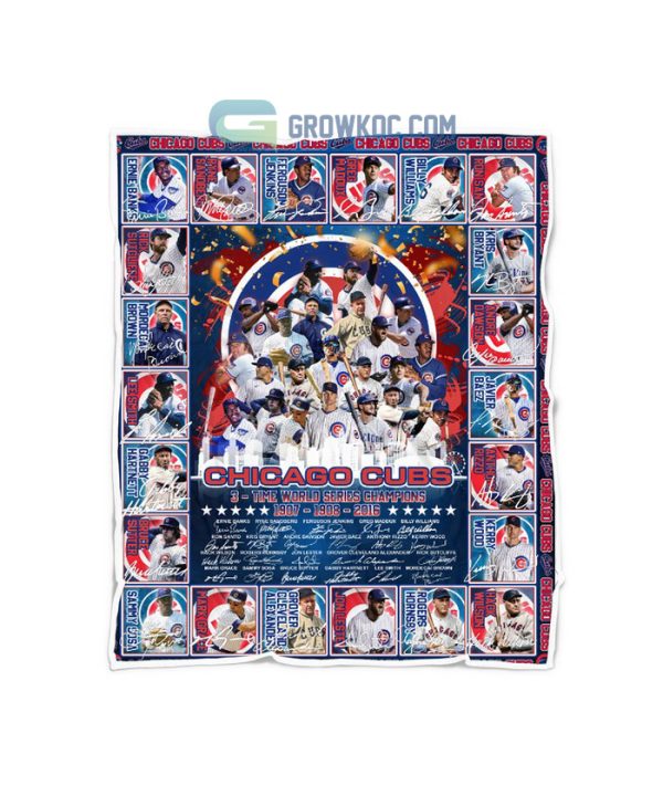 Chicago Cubs 3 – Time World Series Champions Legends Fleece Blanket, Quilt