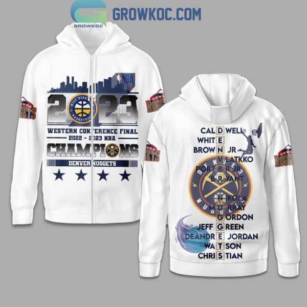 Denver Nuggets 2023 Western Conference Champions White Design Hoodie T-Shirt
