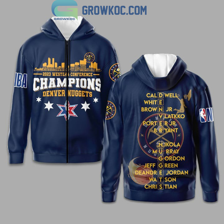 Denver Nuggets NBA Western Conference Champions 2023 Team Sport Navy Design Hoodie T-Shirt