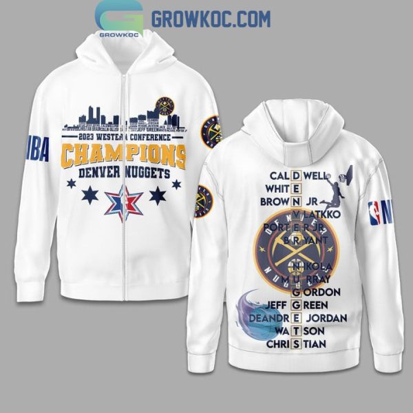 Denver Nuggets NBA Western Conference Champions 2023 Team White Design Hoodie T-Shirt