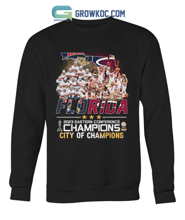 Flodira Panthers Miami Heat 2023 Eastern Conference Champions T-Shirt