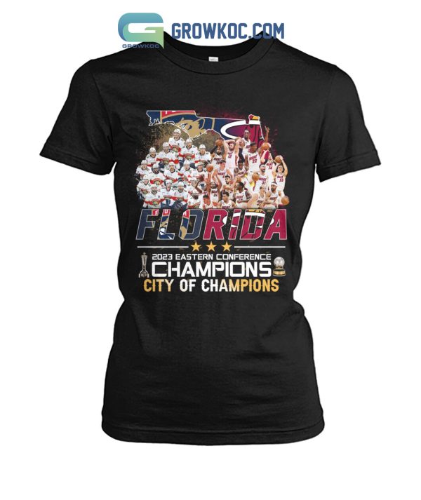 Flodira Panthers Miami Heat 2023 Eastern Conference Champions T-Shirt