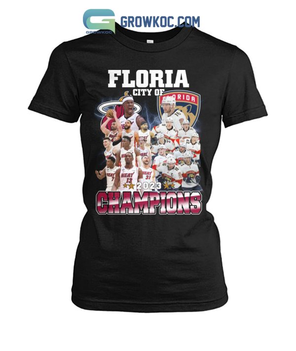 Florida City Of Champions 2023 Miami Heat and Panthers T-Shirt